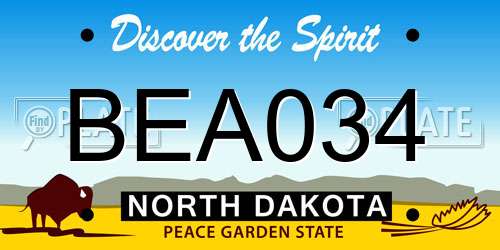 BEA034 North Dakota License Plate