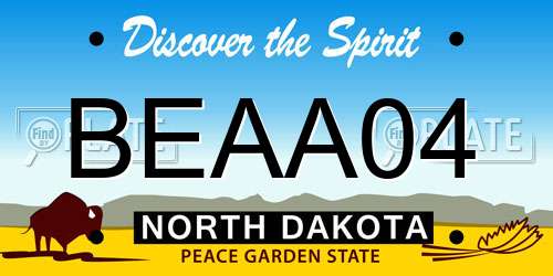 BEAA04 North Dakota License Plate