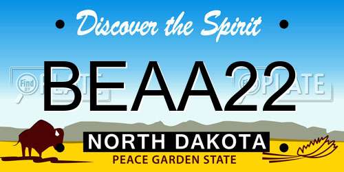 BEAA22 North Dakota License Plate