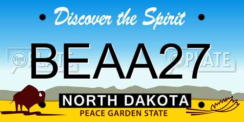 BEAA27 North Dakota License Plate