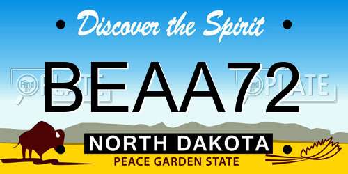 BEAA72 North Dakota License Plate