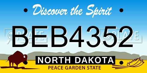BEB4352 North Dakota License Plate