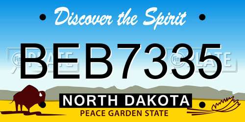 BEB7335 North Dakota License Plate