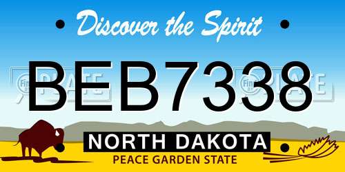 BEB7338 North Dakota License Plate