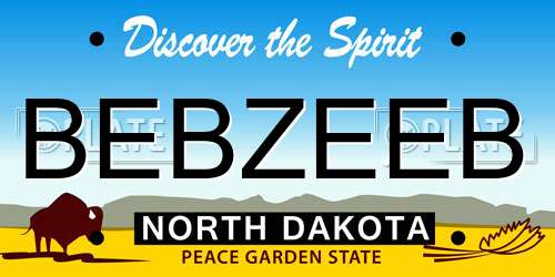 BEBZEEB North Dakota License Plate