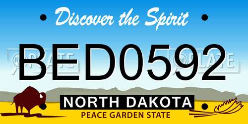 BED0592 North Dakota License Plate