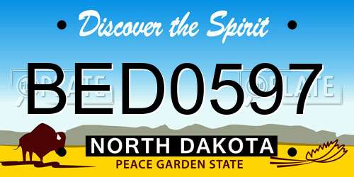 BED0597 North Dakota License Plate
