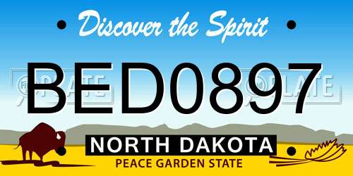 BED0897 North Dakota License Plate