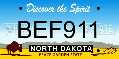 BEF911 North Dakota License Plate