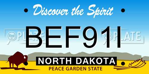 BEF91I North Dakota License Plate