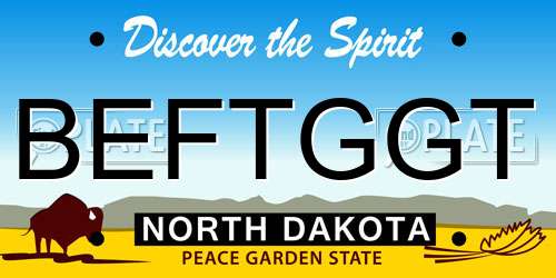 BEFTGGT North Dakota License Plate