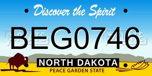 BEG0746 North Dakota License Plate