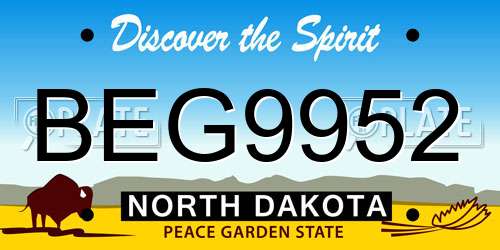 BEG9952 North Dakota License Plate