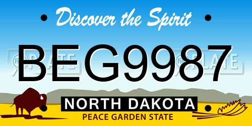 BEG9987 North Dakota License Plate