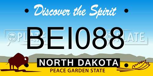 BEI088 North Dakota License Plate