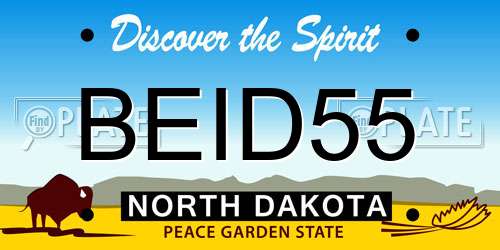 BEID55 North Dakota License Plate