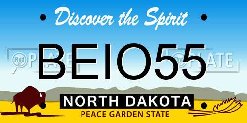 BEIO55 North Dakota License Plate