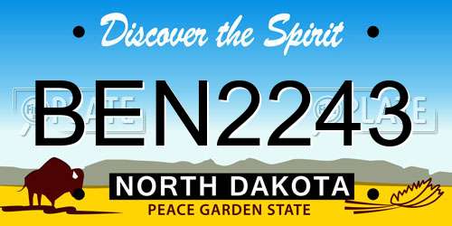 BEN2243 North Dakota License Plate