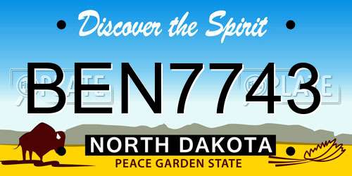 BEN7743 North Dakota License Plate