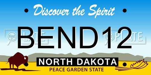 BEND12 North Dakota License Plate
