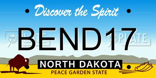 BEND17 North Dakota License Plate