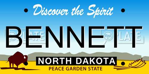 BENNETT North Dakota License Plate