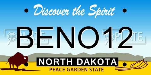 BENO12 North Dakota License Plate