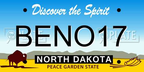 BENO17 North Dakota License Plate