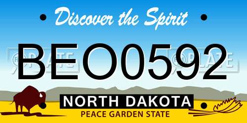 BEO0592 North Dakota License Plate