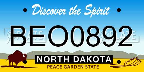 BEO0892 North Dakota License Plate