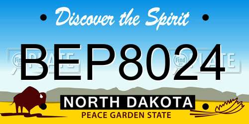 BEP8024 North Dakota License Plate
