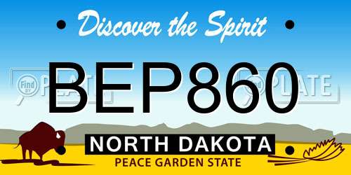 BEP860 North Dakota License Plate