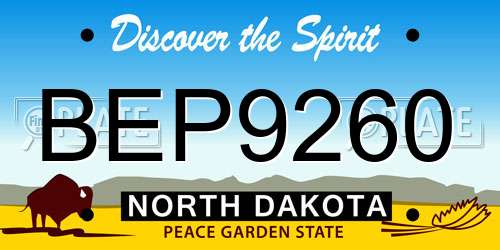 BEP9260 North Dakota License Plate