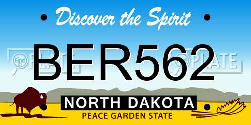 BER562 North Dakota License Plate