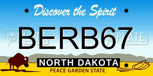 BERB67 North Dakota License Plate