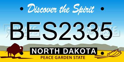 BES2335 North Dakota License Plate