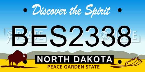 BES2338 North Dakota License Plate