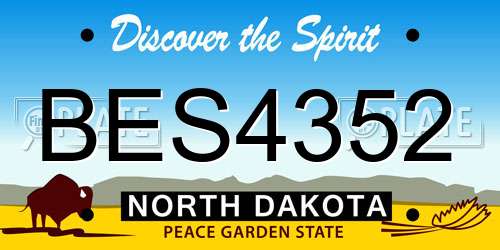 BES4352 North Dakota License Plate