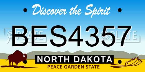 BES4357 North Dakota License Plate