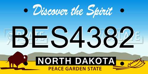 BES4382 North Dakota License Plate