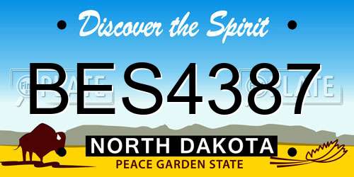 BES4387 North Dakota License Plate