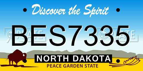 BES7335 North Dakota License Plate