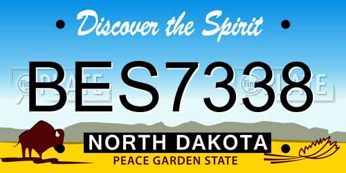 BES7338 North Dakota License Plate