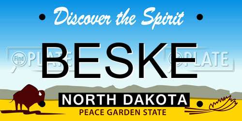 BESKE North Dakota License Plate
