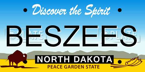 BESZEES North Dakota License Plate