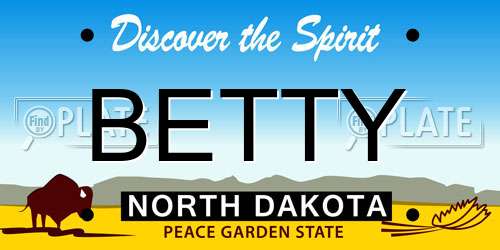 BETTY North Dakota License Plate