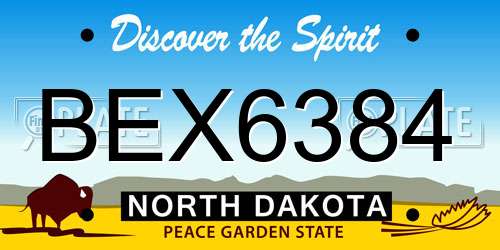BEX6384 North Dakota License Plate