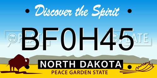 BF0H45 North Dakota License Plate