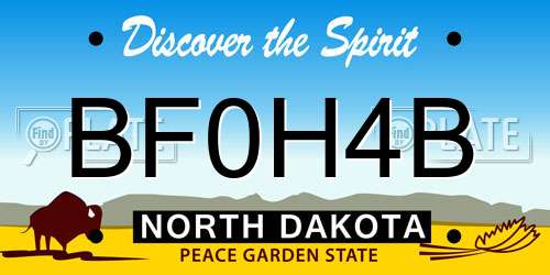 BF0H4B North Dakota License Plate