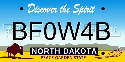 BF0W4B North Dakota License Plate